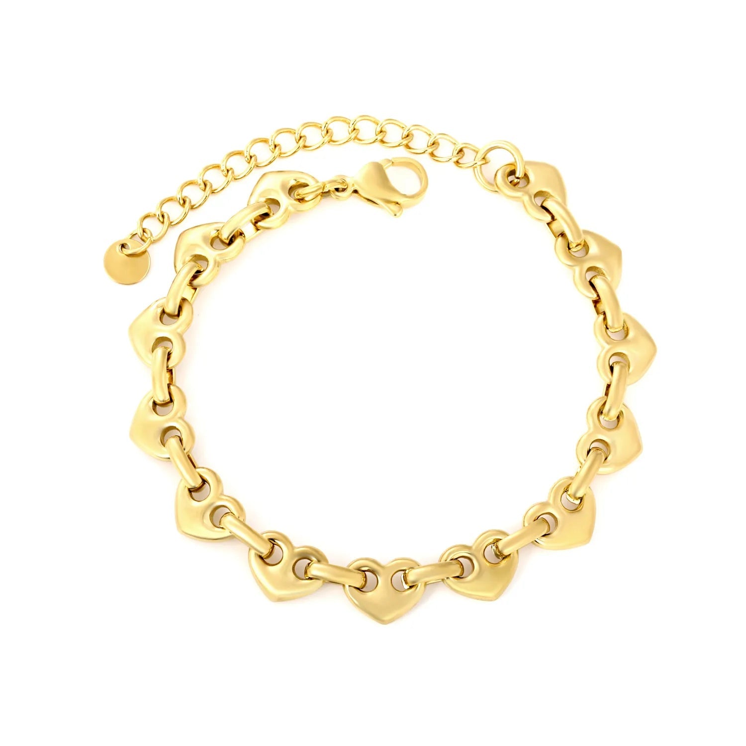 10.5*8.4mm series heart-shaped pendant 17+5cm+6mm round tail brand bracelet, steel color, gold color asonjewelry